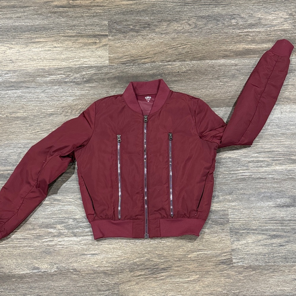 Alo Yoga Burgundy Bomber Jacket